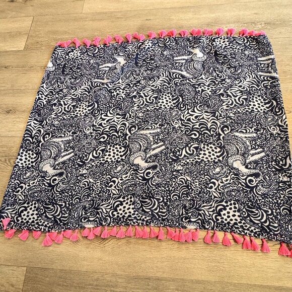 Lilly‎ Pulitzer Resort Infinity Loop Scarf Navy High Tide Vaca Paisley Animal - Picture 2 of 8